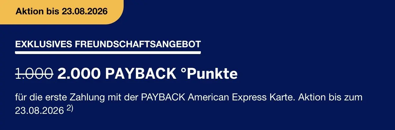 PAYBACK American Express Freundschaftsangebot – 2.000 Punkte